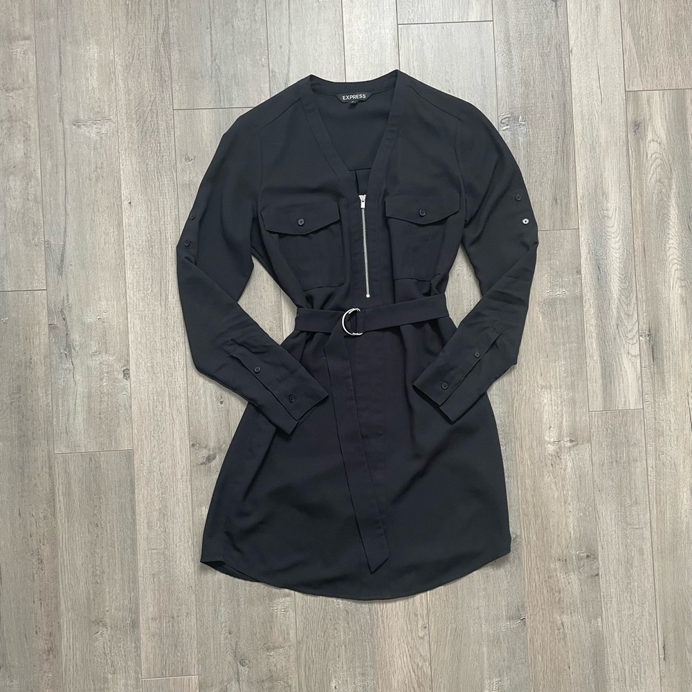 Gorgeous Express Black Belted Shift Dress